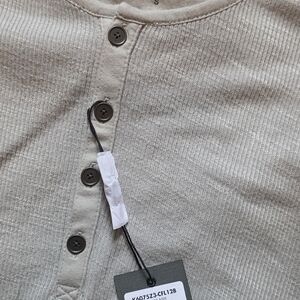 Men's Classic Beige Long Sleeve Henley